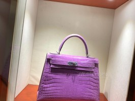 爱马仕鳄鱼皮包紫色小包(爱马仕birkin紫色鳄鱼皮)